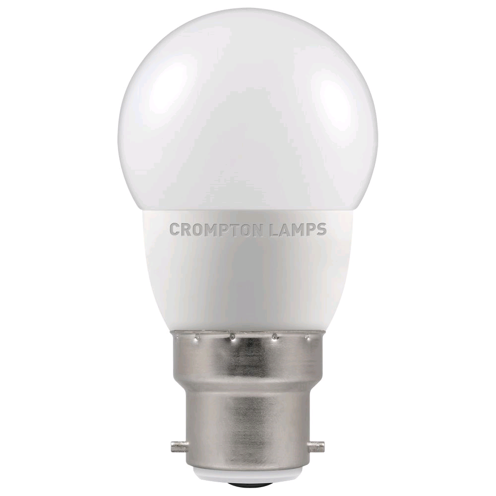 Crompton 5.5W LED BC Opal Golf Ball Lamp Warm White Dimmable 