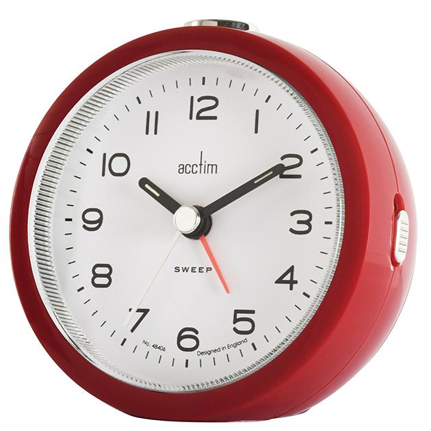 Acctim CK5804 Neve Alarm Clock Non-Ticking Red