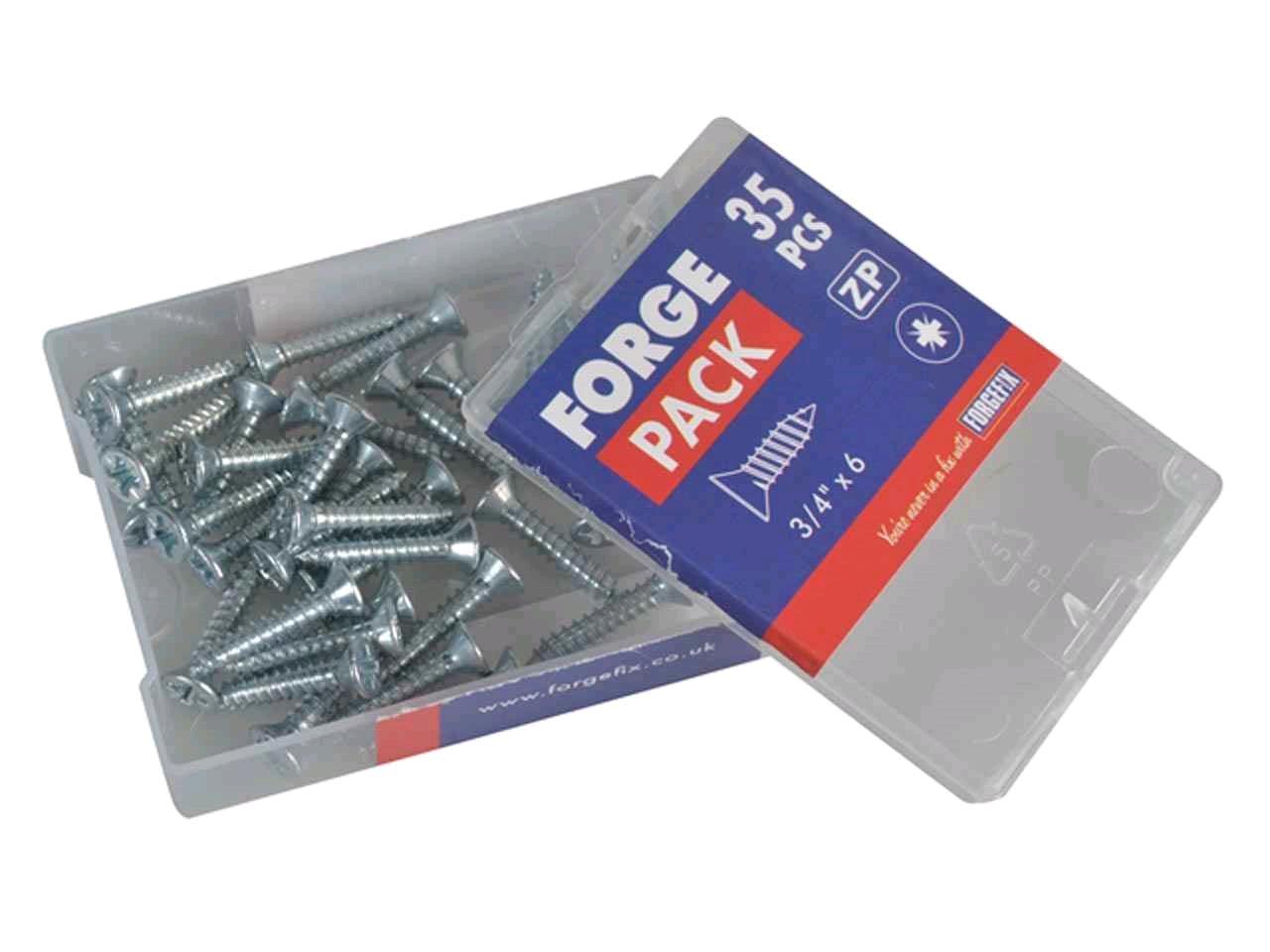 Forgefix 3/4" x 6 Self Tapping Screw Countersunk (Pack of 35) Zinc Plated 