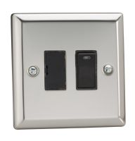 Varilight Mirror Chrome Switched Fused Spur c/w Neon Black Inserts