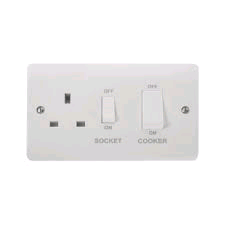 Click 45A DP Switch c/w 13A Switched Socket White Switch