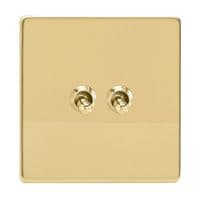 Varilight Screwless 2G 2Way Toggle Switch Polished Brass