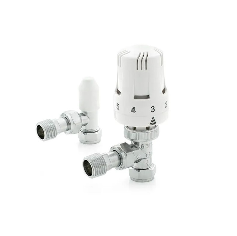 KeyPlumb Angled TRV plus Lockshield 15mm x 1/2