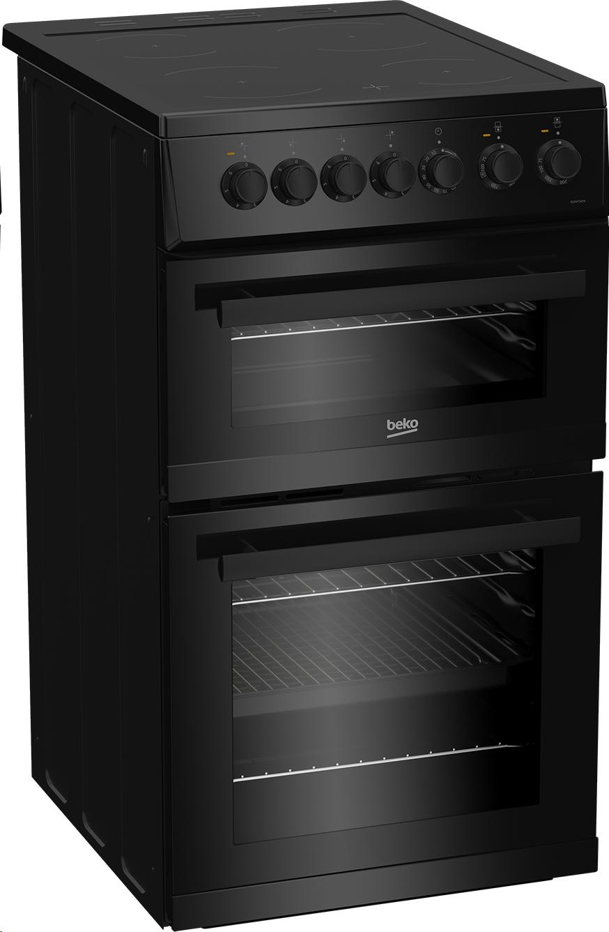 Beko EDVC503B Double Oven Ceramic Cooker Black 50cm wide A Rated