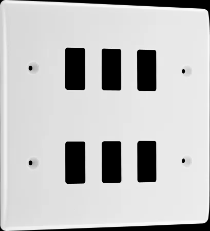 BG Nexus Grid 6gang Front Plate White (New Type)