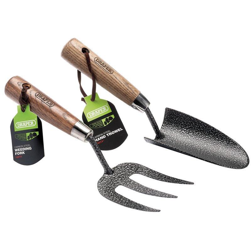 Draper Carbon Steel H/Duty Hand Fork & Trowel Set Ash Handles 