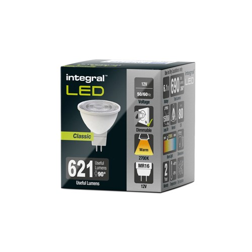 Integral 6.1W Warm White Dimmable MR16 LED Lamp 