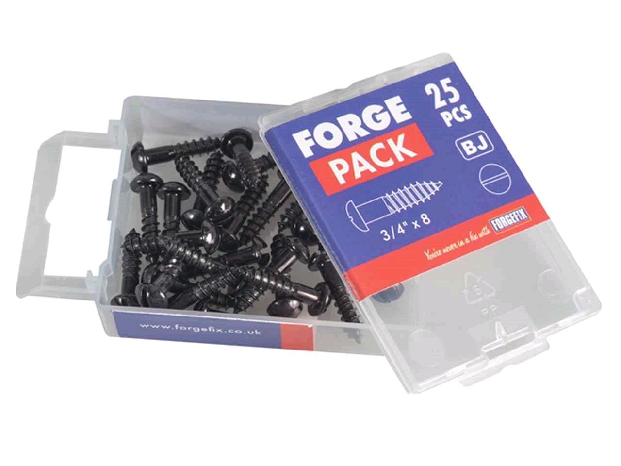 Forgefix 3/4" x 8  R/H Wood Screw (Pack of 25) Black Japanned 