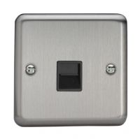 Varilight Matt Chrome Telephone Socket Slave c/w Black Insert 