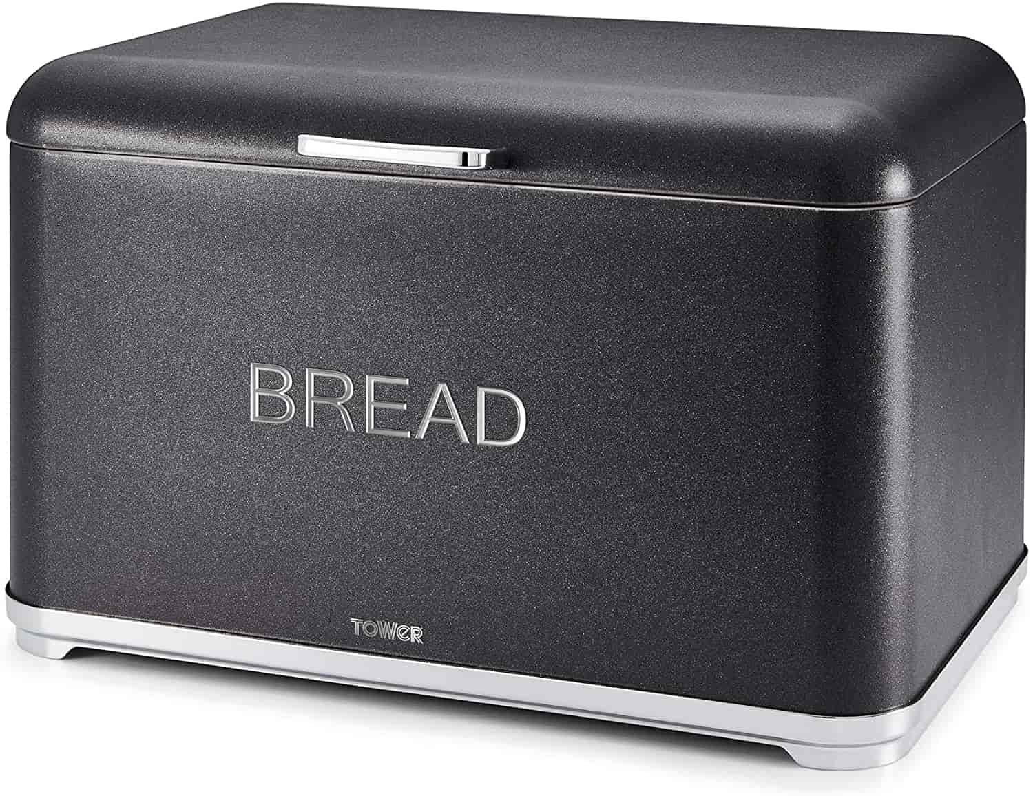 Tower Glitz Kitchen Bread Bin Coated Steel with Chrome Accents Black