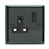 Varilight Iridium 1Gang Switched Socket c/w Black Insert 