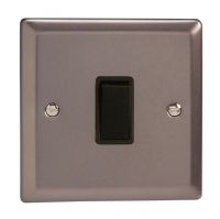 Varilight Pewter 1Gang 2Way Switch c/w Black Insert 