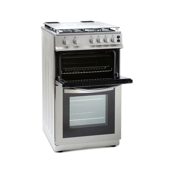 Calor Hostess TCG50I 50cm Double Oven LPG Kit Gas Cooker in Silver c/w Glass Lid 