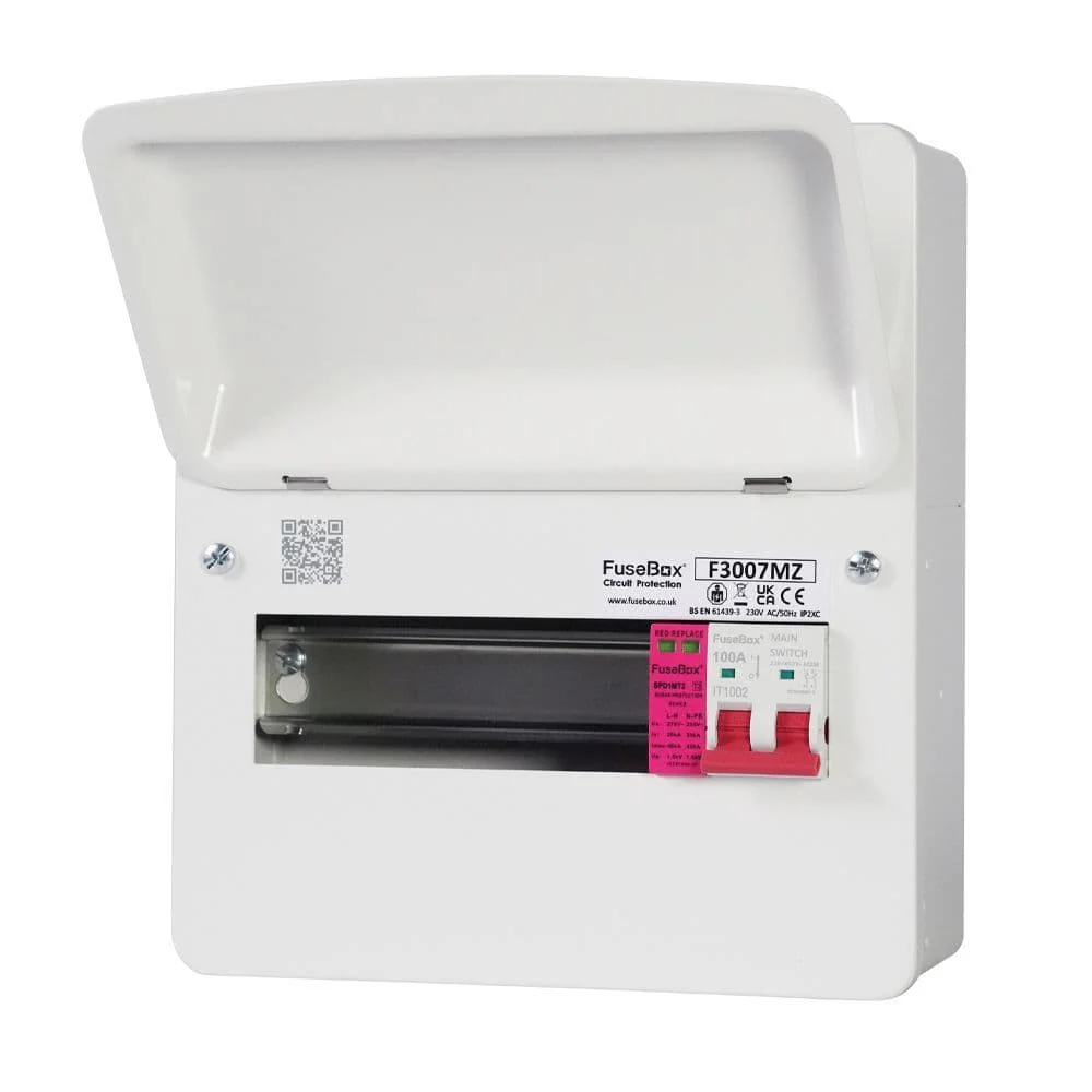 Fusebox 7Way  Consumer Unit 100A Isolator + T2 SPD 
