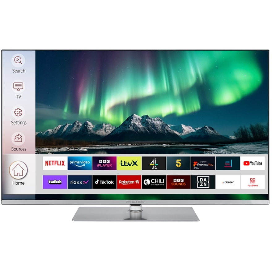 Mitchell &  Brown 43"  JB43BL1811 The Edge 43" LED 4K Ultra HD Linux Smart TV, Black, F Rated, Central Stand