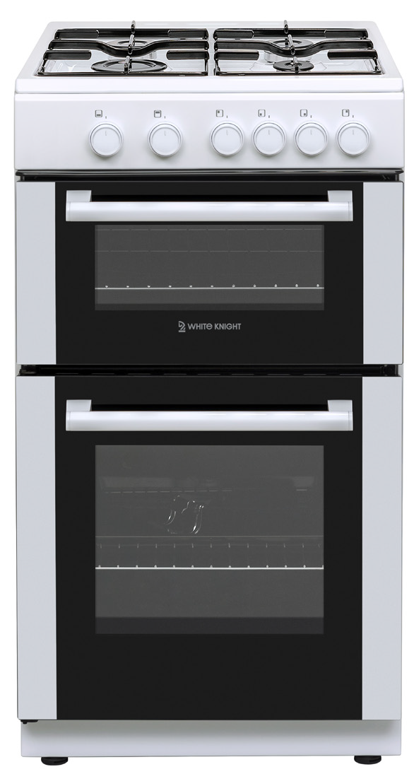 White Knight WKATTCG50W Twin Cavity Gas Cooker 50cm White