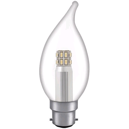 Crompton 3W BC LED Bent Tip Candle Warm White Clear 