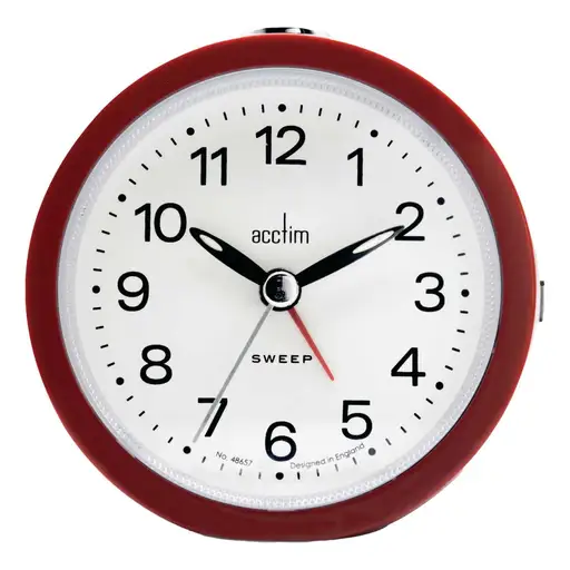 Acctim Elana Non-Ticking Analogue Alarm Clock Red