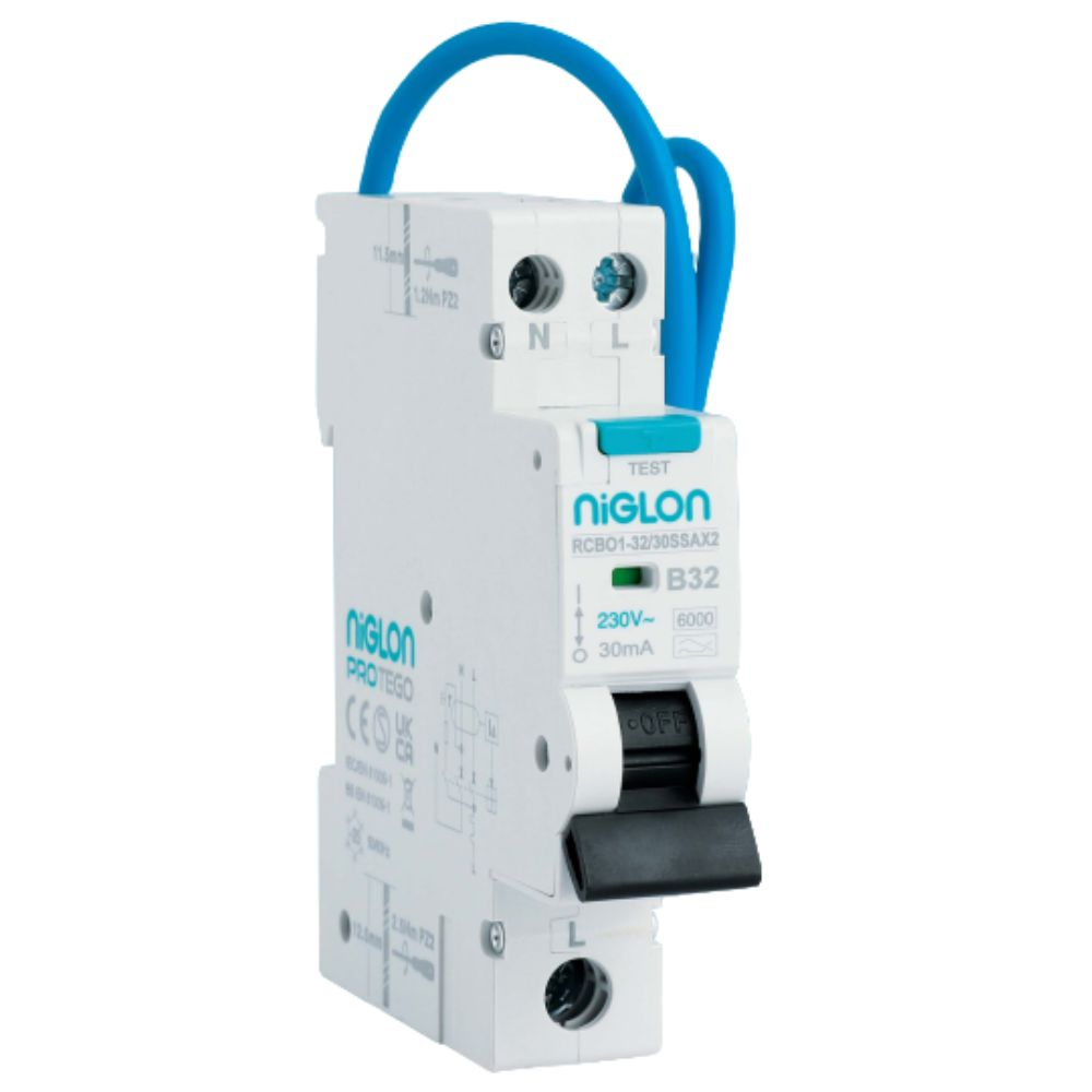 Niglon Bi-Directional Mini RCBO 32a 30mA Type A 