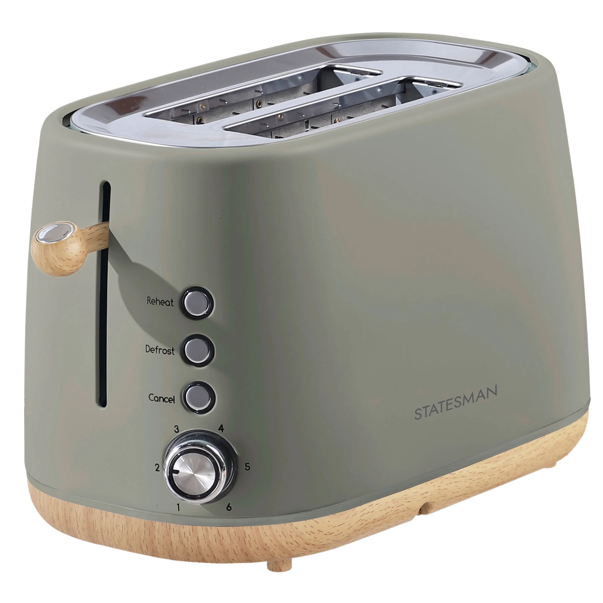 Statesman 2 Slice Scandi Toaster Green