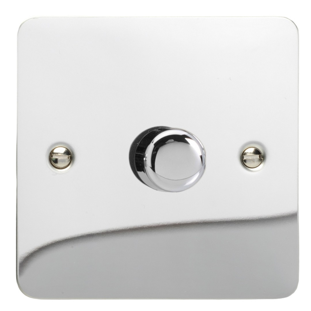Varilight Polished Chrome Flatplate 1gang Dimmer