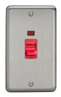 Varilight Matt Chrome 45A Vertical Cooker Switch c/w Black Inserts