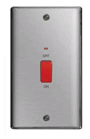 BG Vertical 45a DP Switch c/w Neon Brushed Steel 
