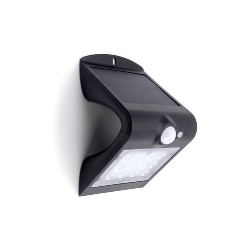 Integral True Solar Outdoor Wedge Wall Light Cool White c/w PIR in Black