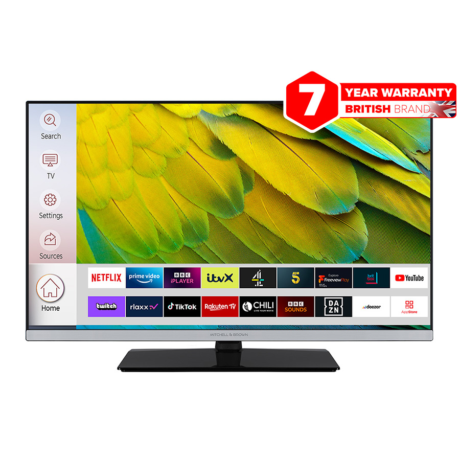 Mitchell & Brown JB32FH1811BL 32" LED TV, Full HD, Freeview Play, Smart TVs, Near Borderless, Central Stand