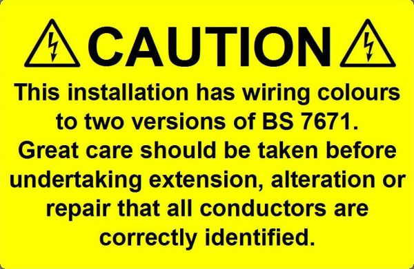 Niglon Caution 2 Colour Wiring Label Strip of 5 (3pk)