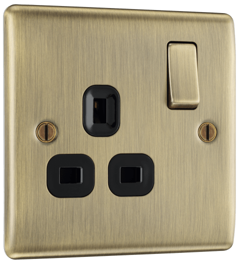 BG 1g 13a Socket Antique Brass Black Insert 