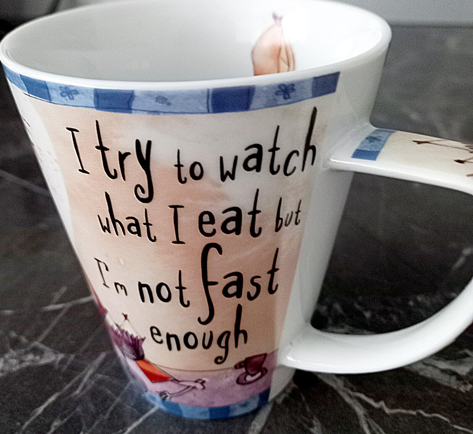 Johnson Brothers Born to Shop Character Design -Watch what I Eat Mug