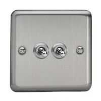Varilight Matt Chrome 2Gang Toggle Switch 