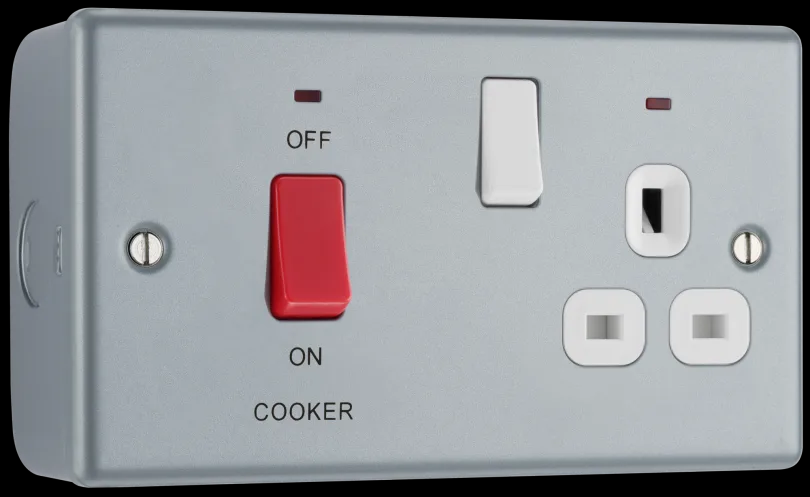 BG Metal Clad 45a DP Cooker Control Unit & Socket Neon 