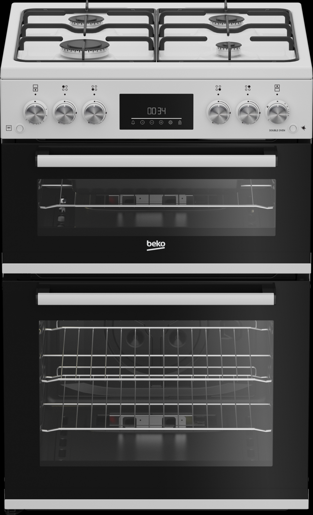 Beko EDG6231W 60cm Twin Cavity Gas Cooker with Enamel Hob - White