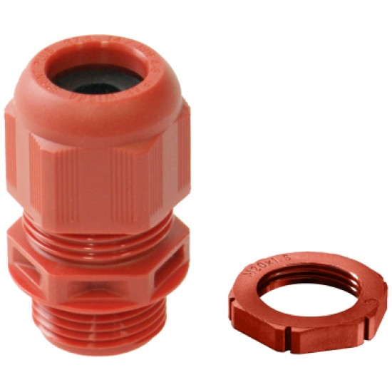 Niglon 20mm IP68 Domed Compression Gland Red c/w Locknut