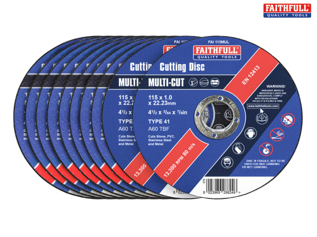 Faithfull 115mm Multi-Cut Discs Tin 10pk