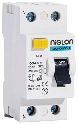 Niglon 2 Pole 100A 30mA RCD "A" Type