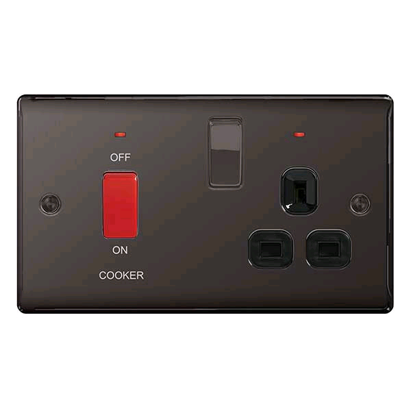 BG 45a Cooker Control Unit + Socket c/w Neon Black Nickel 