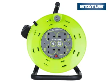 Status S25M13ACR2 "M Frame" 25mtr 13A 4 Socket Cable  Extension Reel c/w Thermal Cutout 