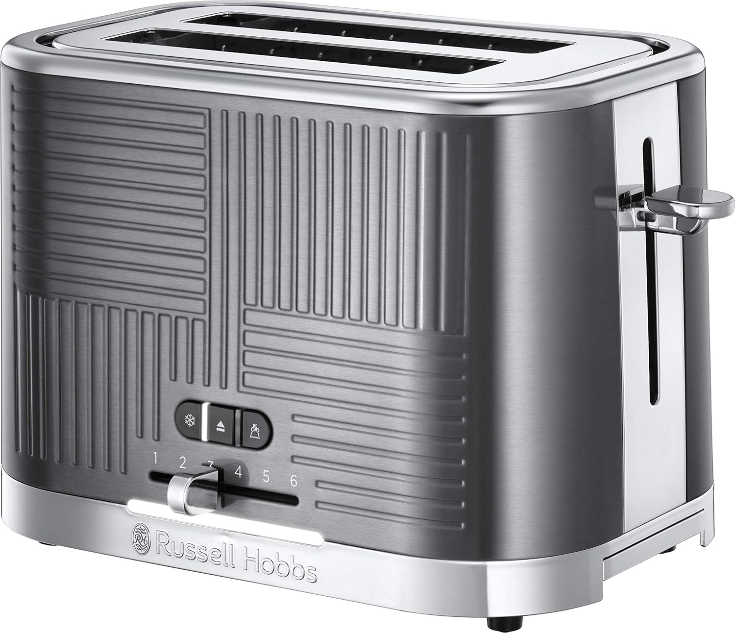 Russell Hobbs 25250 Geo 2 Slice Toaster in Textured Grey - Stainless Steel