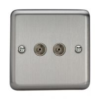 Varilight Matt Chrome 2Gang TV Socket