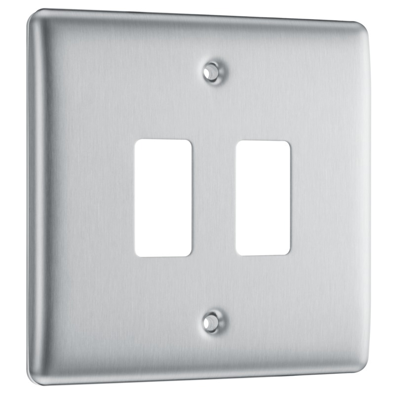 BG 2g Grid Face Plate Brushed Steel (New Type)