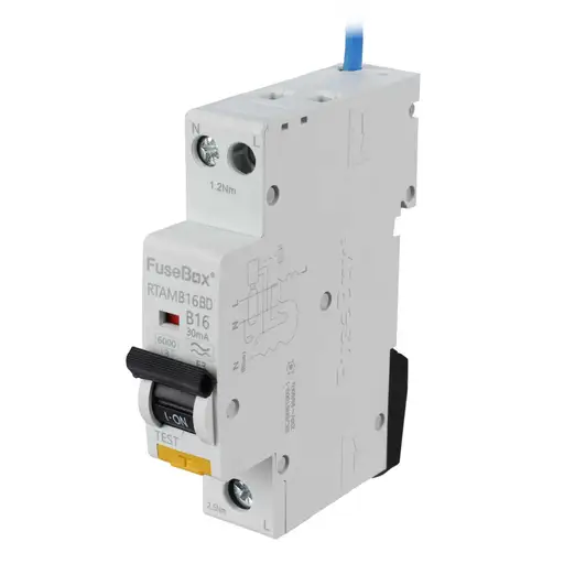 Fusebox Mini 16A "C" RCBO 1P+N (SW) 30mA 6kA Type A Bi-Directional