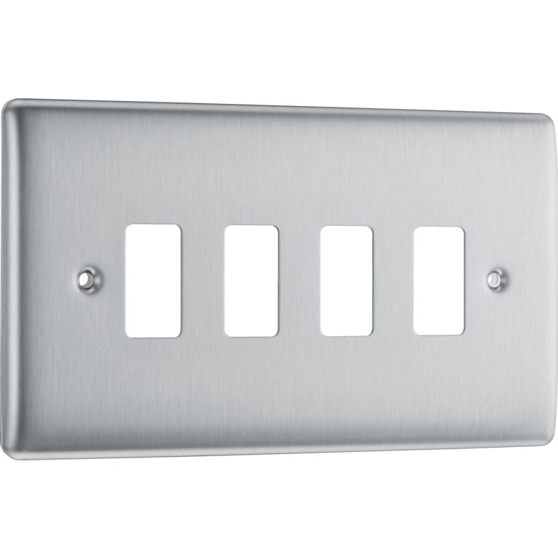 BG 4g Grid Face Plate Brushed Steel (New Type)