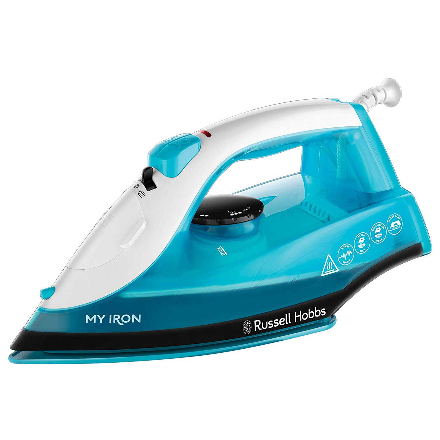 Russell Hobbs 25580 My Iron Steam Iron, Ceramic Soleplate, 260ml Water Tank, 120g steam shot, 28g continuous steam, Self-Clean Function, 2m Cord, Vertical and variable steam, 1800W, 25580