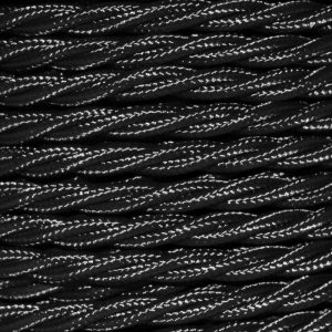 Cable 2 Core Braided 0.75mm Black Twist 