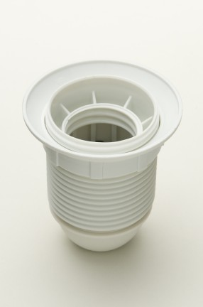 Jeani ES White Plastic Lampholder 10mm Entry c/w Shade Ring 