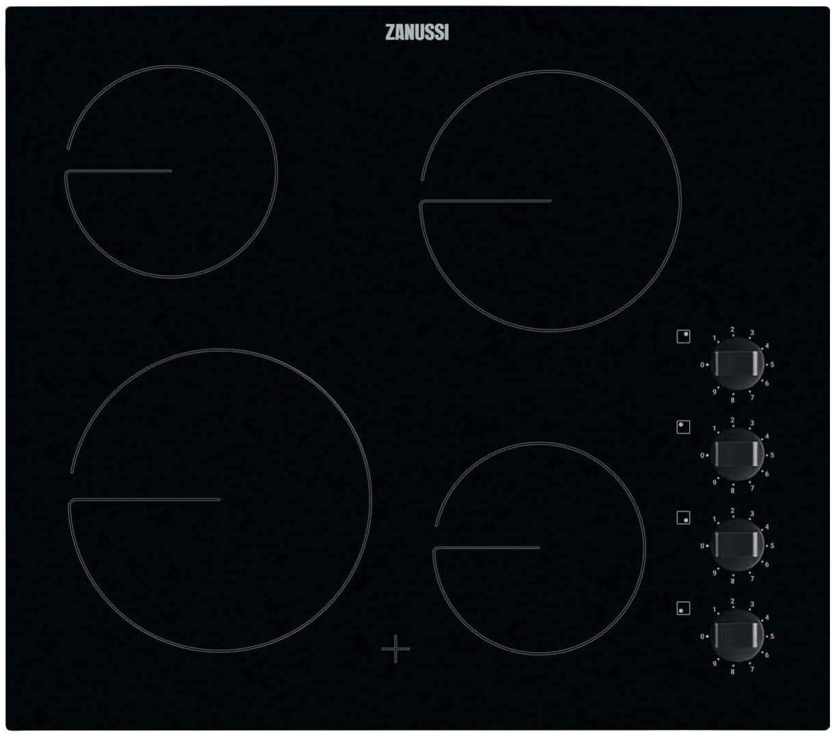 Zanussi ZHRN640K Electric Ceramic Hob in Black with Side Dials