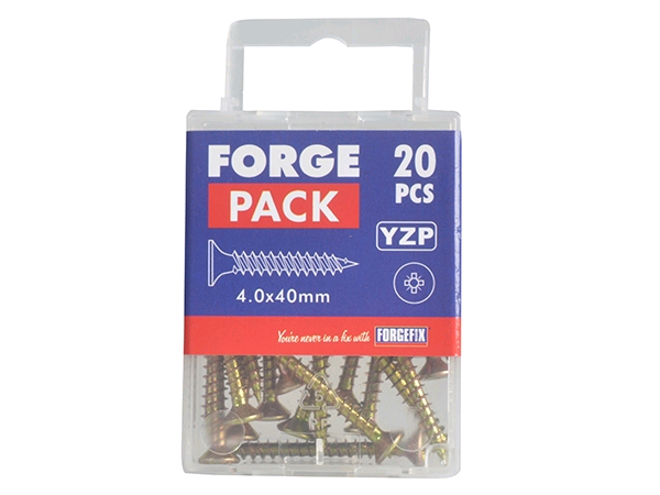 Forgefix M/P Screw 4 x 40mm (Pack of 20) Zinc Yellow Passivated 